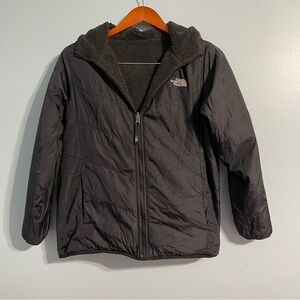 The North Face Jacket Girls Black Fleece Lined Hooded Coat Jacket Zip